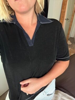 Slinky Brand Two Toned Collared Shirt